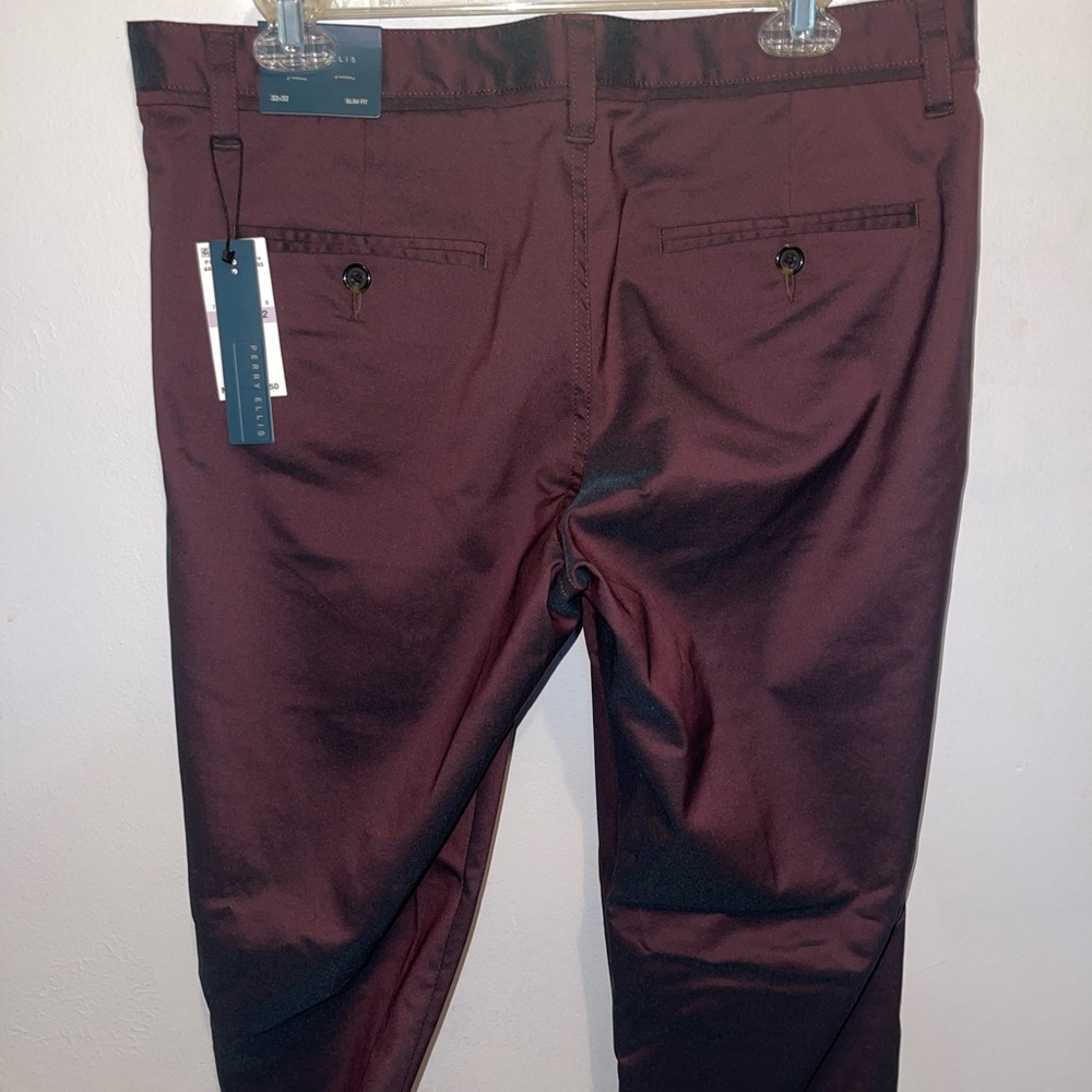 NWT Mens Slim Fit Perry Ellis Dress Pants Red Color Shift 32x32